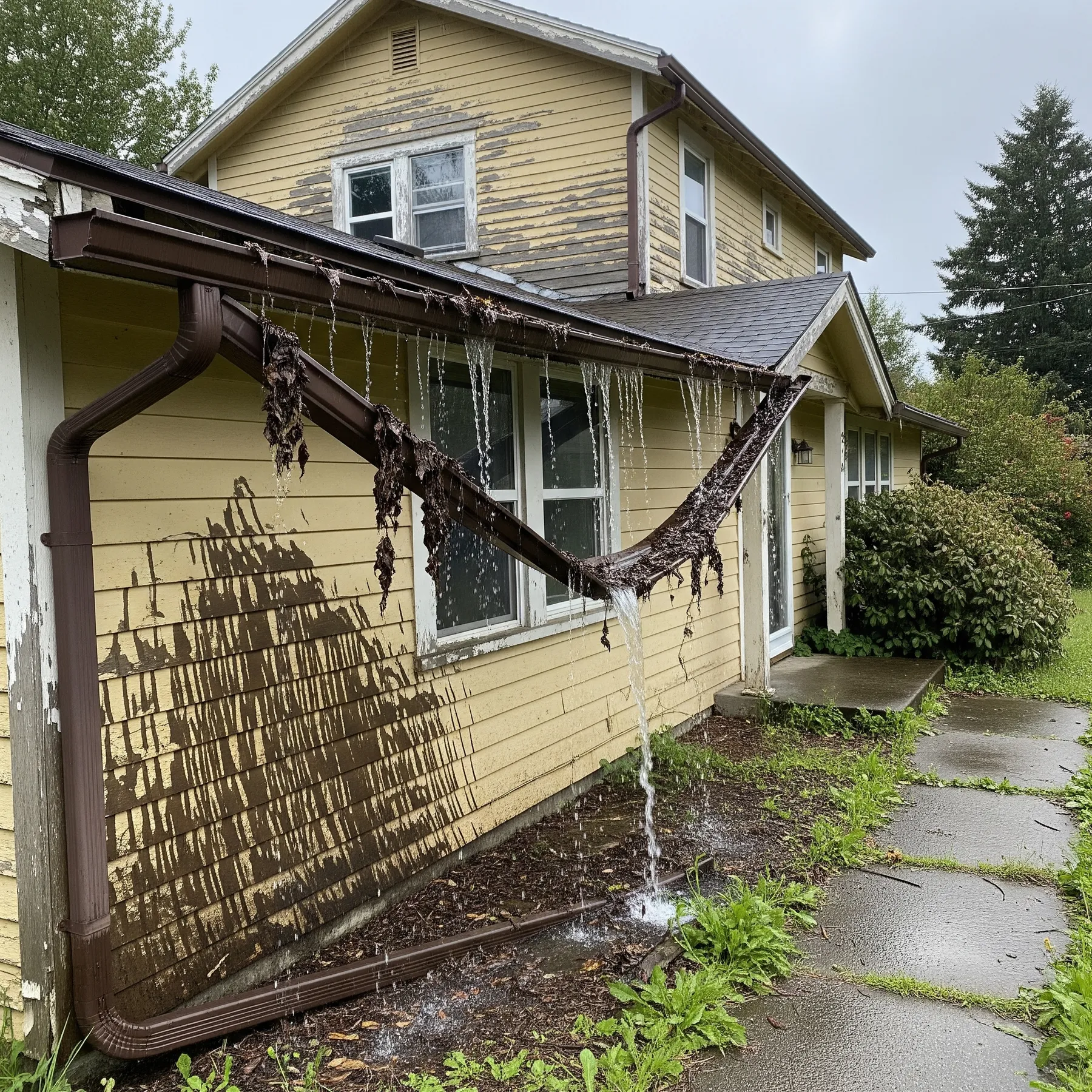 Before emergency gutter repair