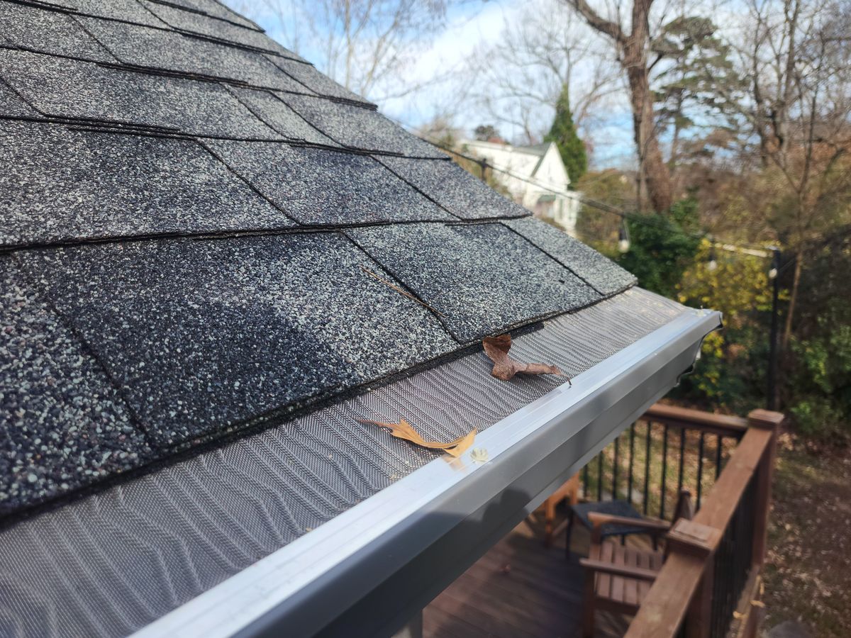 Leaf It To The Pros micro-mesh gutter guard installation on shingles